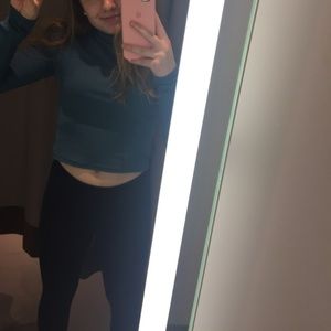 NWT - H&M Divided Blue Ribbed Mock Neck (cropped)